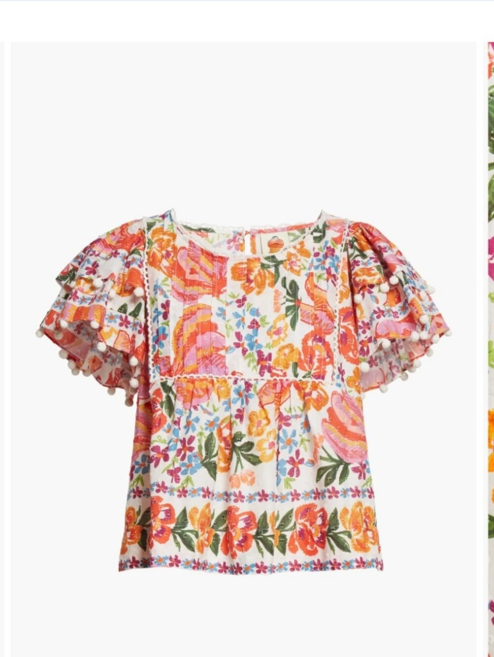NWT Farm Rio Bananas Tiered Sleeve Cotton Top Size M